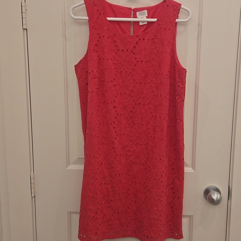 SIGRID OLSEN Sleeveless Eyelet Trapeze Mini Dress